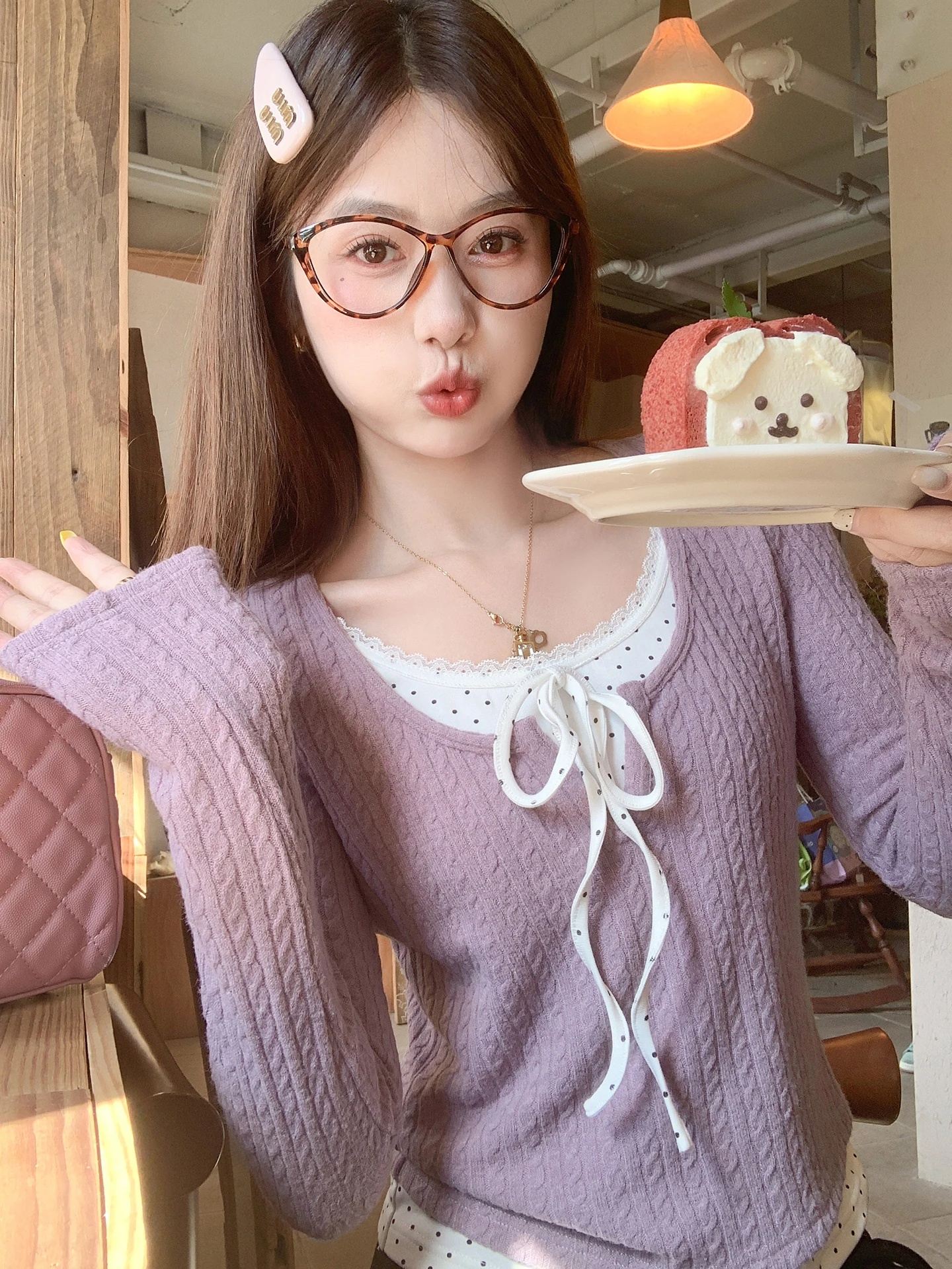 

Женская приталенная футболка Zeng Xiao Salt Korean Sle Long Sve в горошек, базовый слой, осенне-зимняя новинка, внутренняя одежда