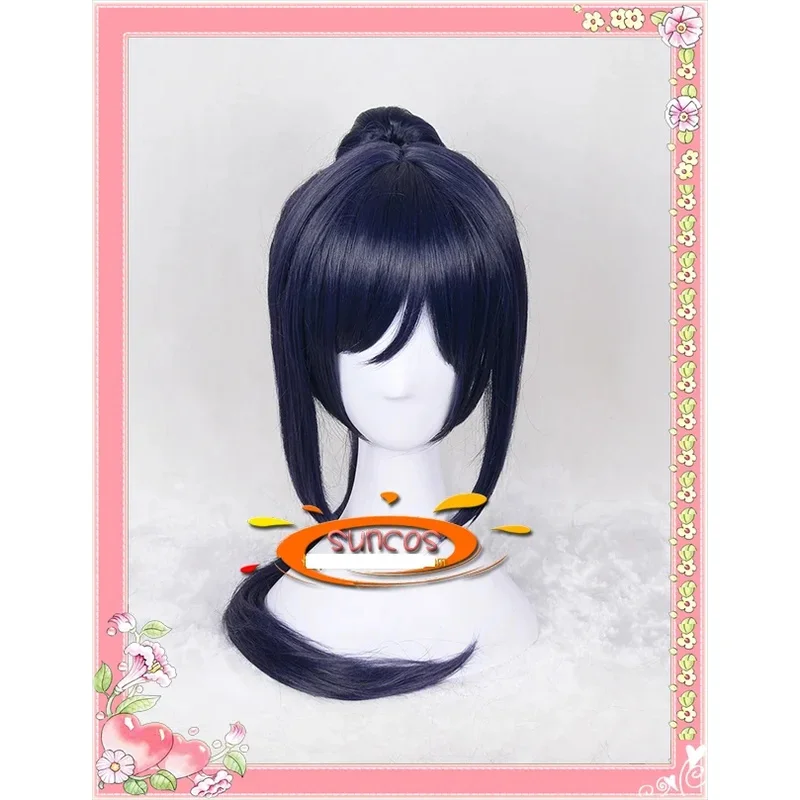 2025 ييي لوف لايف! أشعة الشمس! ! شعر مستعار تأثيري Kanan Matsuura مدرسة المعبود مشروع أزرق مستقيم طويل ذيل حصان الاصطناعية الوجه هاي