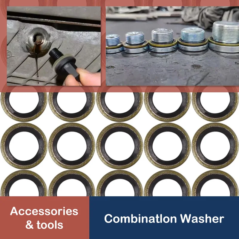 Combined Washer Sealing Ring Metal NBR Rubber Bonded Oil Draain Plug Gaskets M5/M6/M8/M10/M12/M14/M16/M20/M24/M30/M42/M52/M60