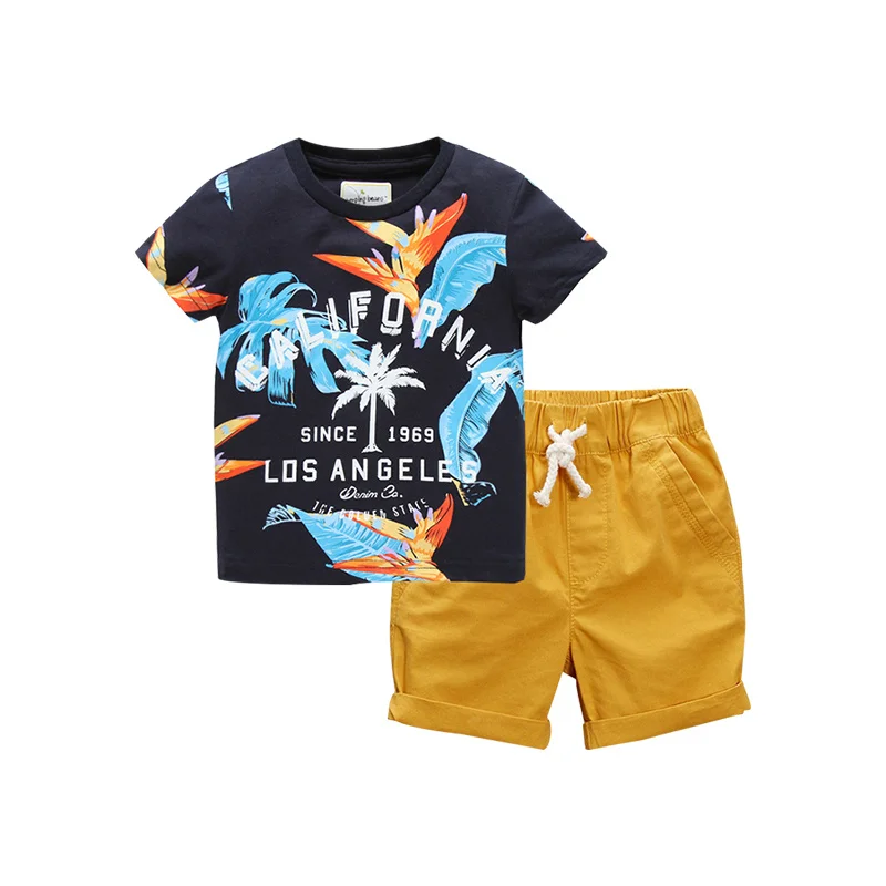 

Summer Clothes Boys Print 2 Pcs Sets Baby Summer Suit boys Cotton Short-Sleeved T-Shirt Shorts Children'S Suit Children'S Clothi