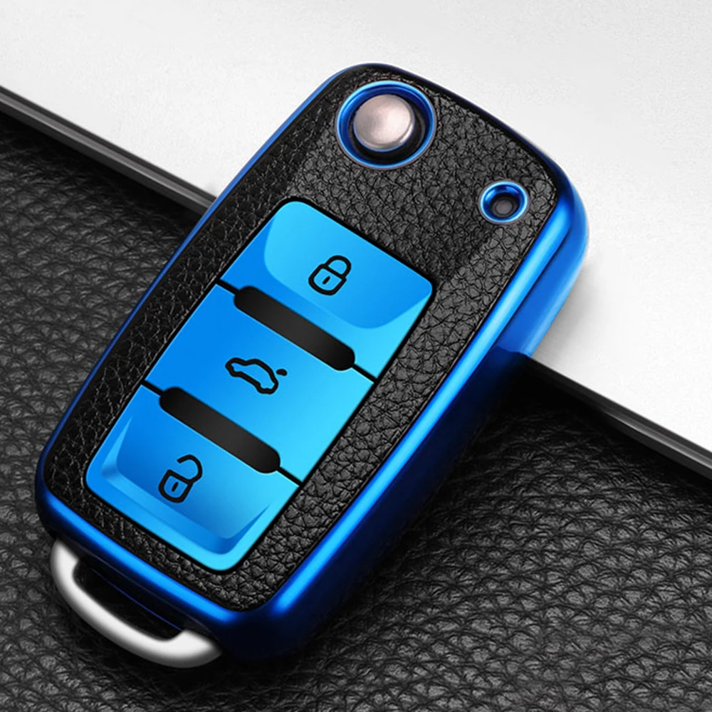 

TPU Leather Car Key Cover Case for Volkswagen for VW Bora Polo Tiguan Jetta Passat B5 B6 Golf Beetle for Skoda Octavia