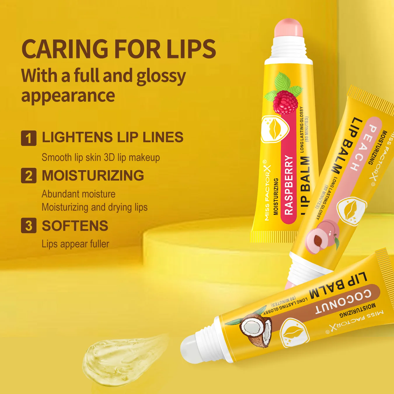 3-częściowy zestaw szminek w karta - 3 smaki, trwałe nawilżanie i błysk, przenośny pasek, mini zestaw do pielęgnacji ust na letnie podróże