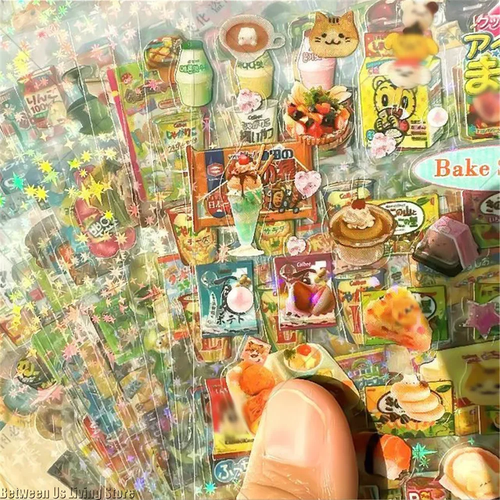 100 Non-Repeating Glitter Stickers Y2K Random Cute for Kawaii Decorative Stickers Luggage Journal Stickers