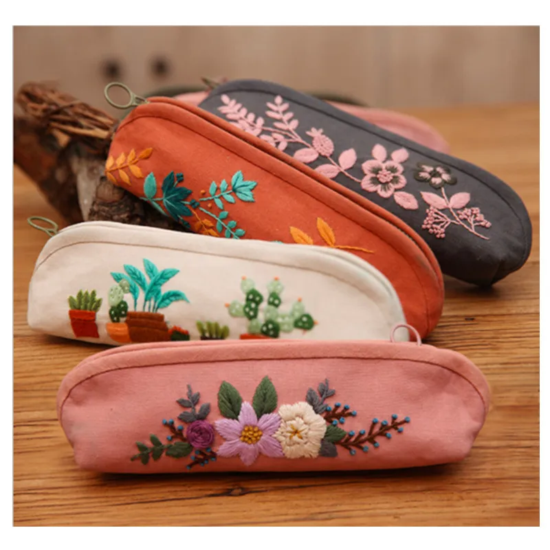 23*6*8cm Pencil case European embroidery kit simple three-dimensional embroidery Ribbon kit embroidery needlework