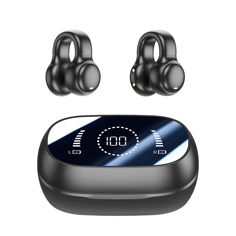 

Wireless Earbuds Bluetooth 5.3 Bone Conduction Headphones Mic Digital Display Case Waterproof Long Battery Life for Sports