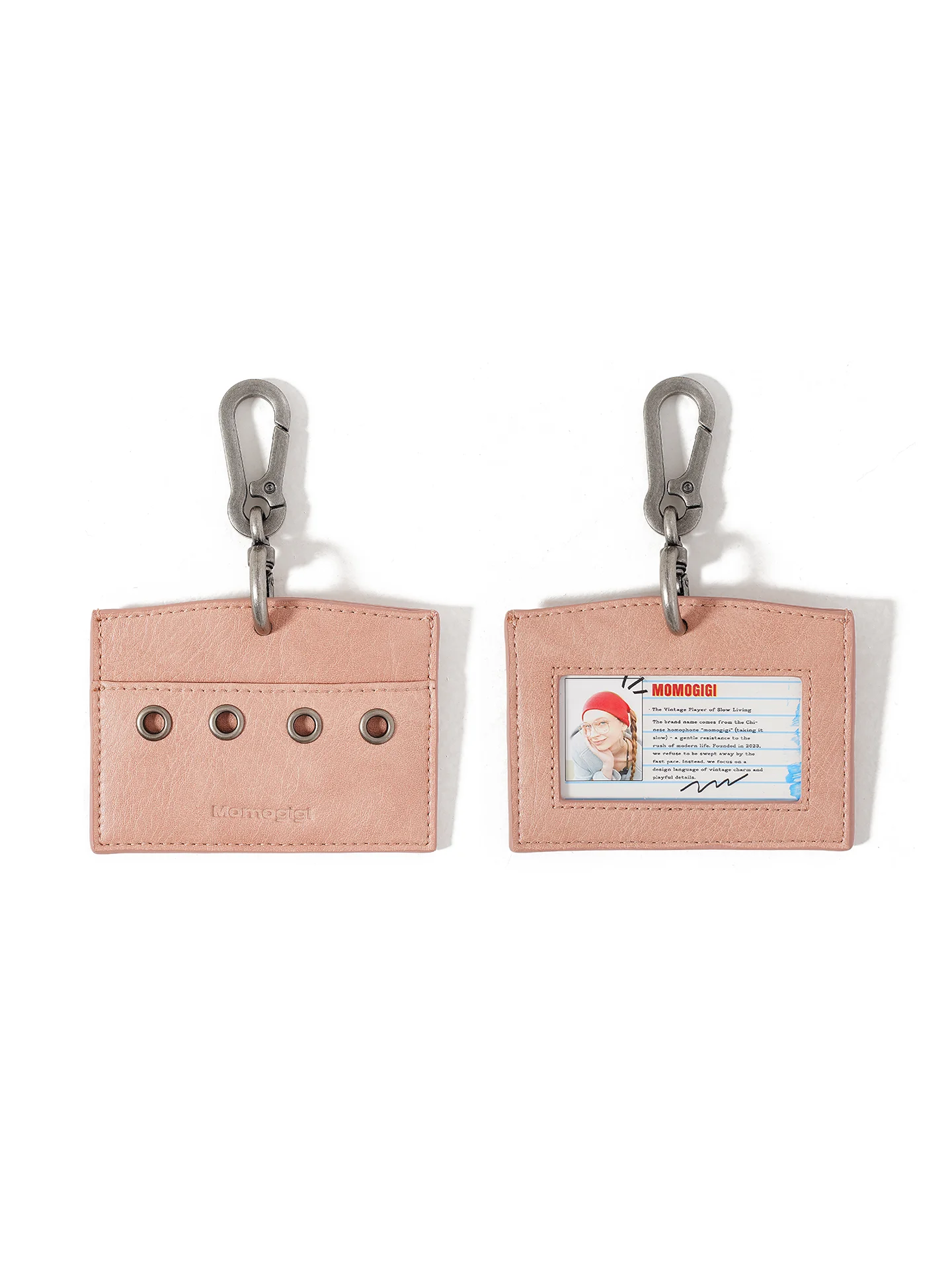 Momogigi Original Design Retro Gradient Foam Pink ID Holder Card Bag Pendant for Students Korean Style Synthetic Leather Purse