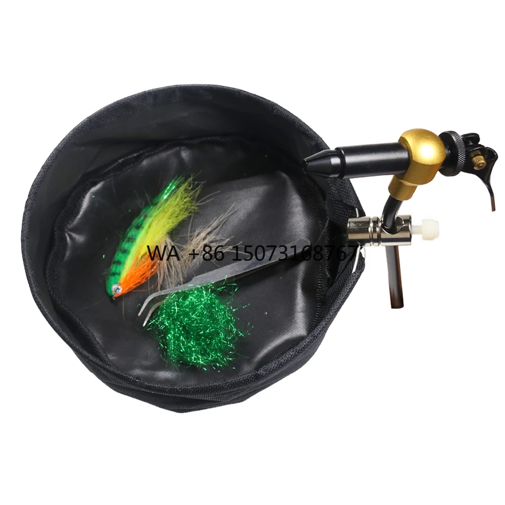 ナイロン製フライタイイング用ゴミ箱、ゴミ箱付きバイスホルダー、ストリームポジション用釣り道具アクセサリー収納ポーチ