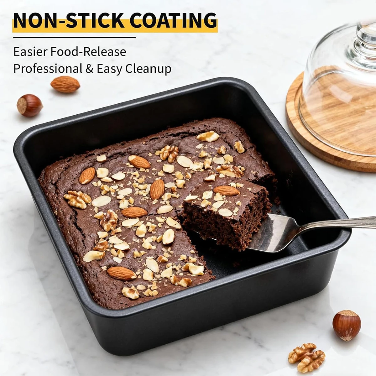 1 Square Cake Mold, 8inch Non-Stick Square Baking Pans, Suitable for Cakes, Brownies, Layer Cakes, Etc., Heats Evenly and Is Easy to Clean, Carbon Steel Baking Pan.