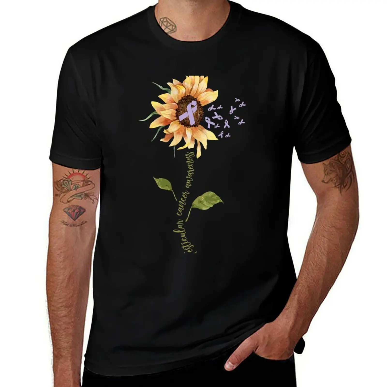 

Testicular Cancer Awareness Sunflowers T-Shirt t shirts for man graphic tees t shirts for man cotton T-Shirt