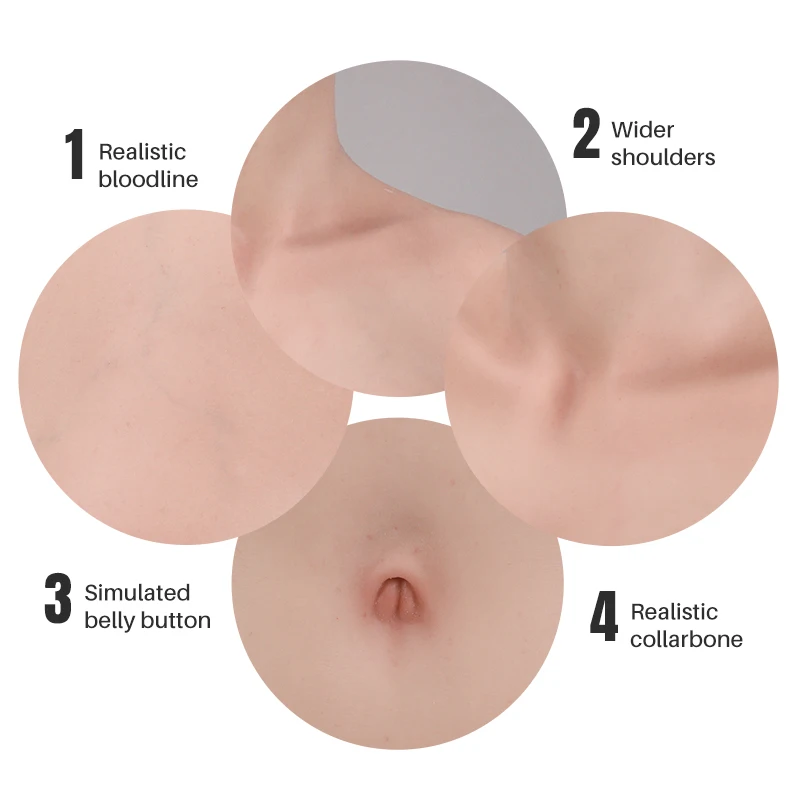 KUMIHO 7TH No Oil Silicone Breast Forms Fake Boob Repair Belly Breast Silicone Forms Half Body Transgender Sissy Crossdresser