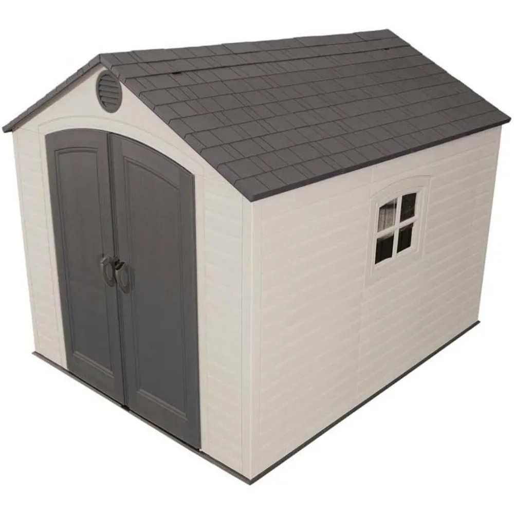 

LIFETIME 6405 Наружный сарай для хранения вещей с окном, мансардными светильниками и стеллажами, 8–10 футов