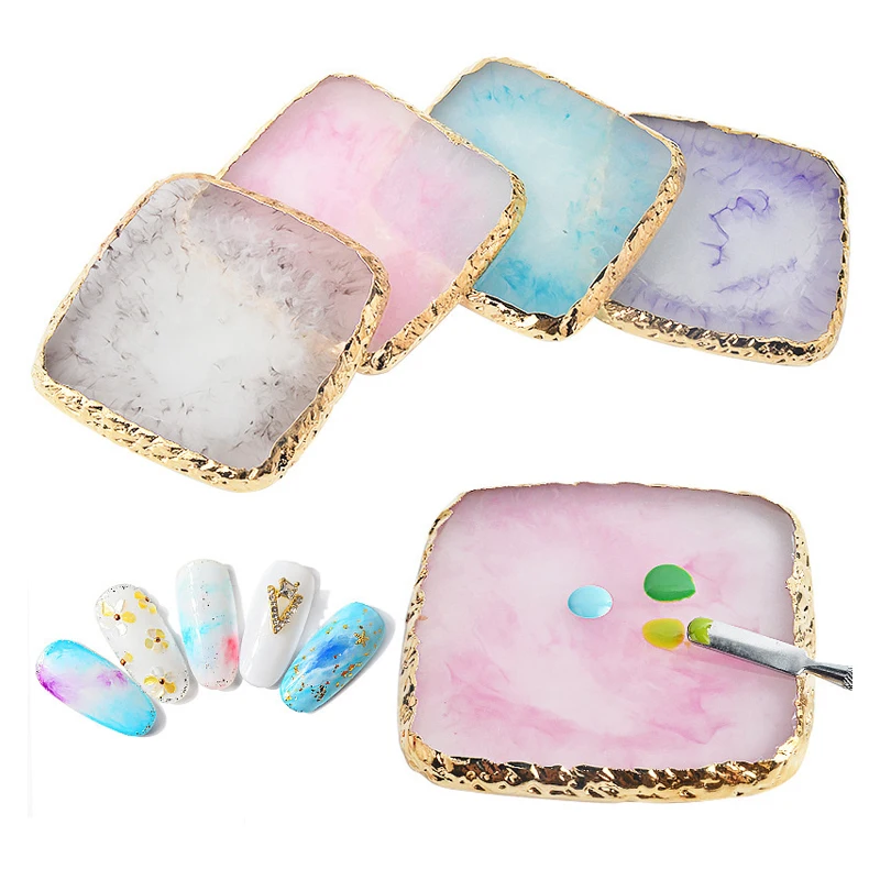 Palette carrée en résine d'onyx pour Nail Art, présentoir pour vernis Gel, plateau de pigments de peinture mixte, présentoir pour Nail Art