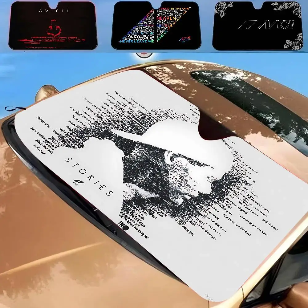 

DJ A-Avicii Logo Car Windshield Foldable Sun Shade Cover Block Reflector Portable Breathable Anti UV Protector Screen
