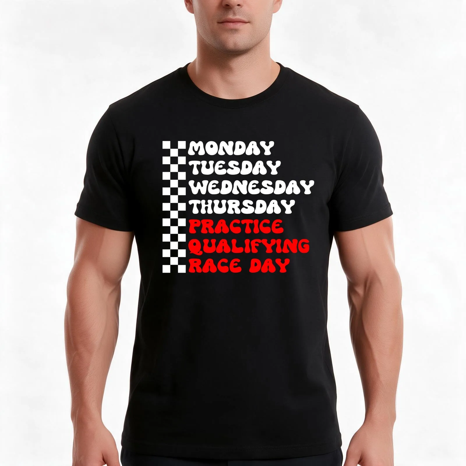 Funny Monday Tuesday Thursday Practice Qualifying Race Day T-Shirt Summer Casual Cotton Tee Oversized Streetwear Tops