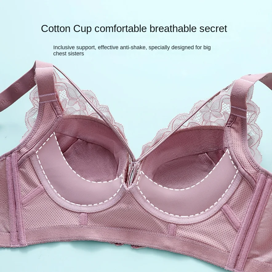 Large Size Thin Sexy Full Cup Underwear Women's Wireless Push up Adjustable Bra Sexy Lace Breast Holding Cover Free Shipping
