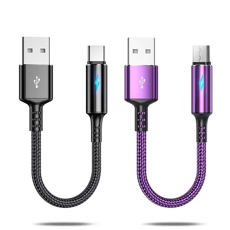 

0.25M Short Cable Micro USB Type C Data Cord Fast Charging Portable Wire for Power Bank Xiaomi Huawei Samsung Android Phone