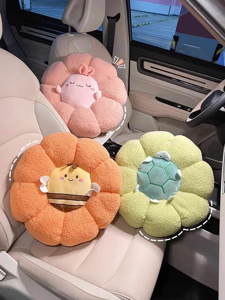 

New High Quality Plush Cartoon Flower Lumbar Support Multifunctional Soft Driver's Waistpillow Car Home Office Seat Cushion