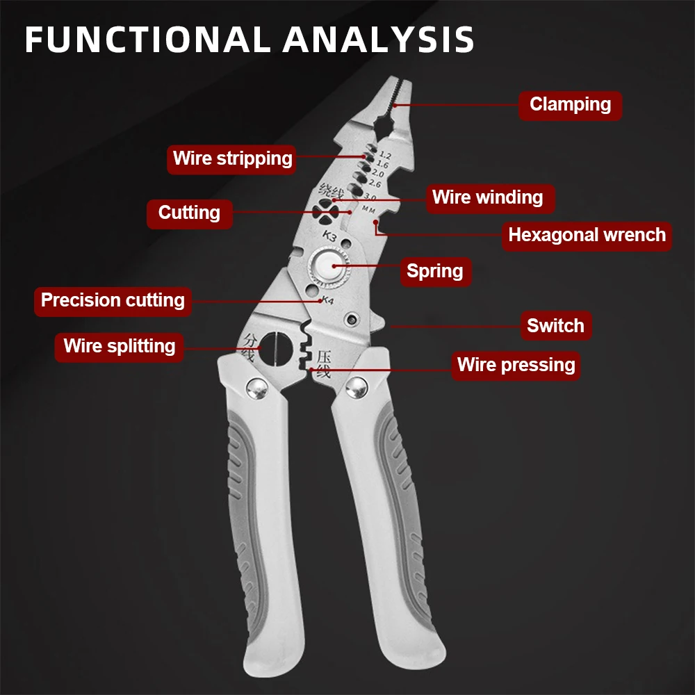 Crimper Cable Cutter Multifunctional Automatic Wire Stripper Adjustable Stripping Crimping Pliers Terminal Hand Tool