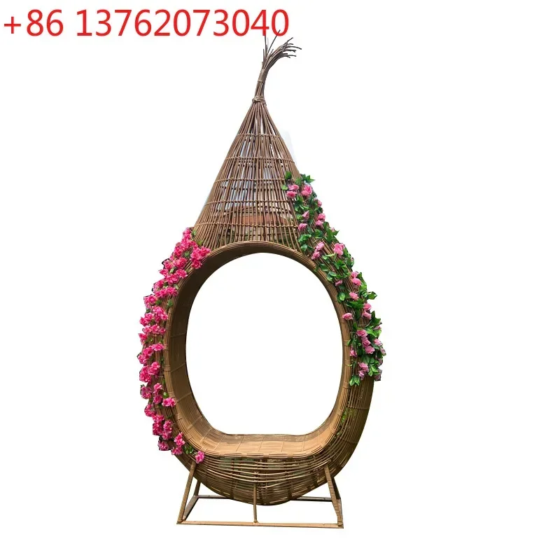 Bali outdoor Internet celebrity clock in nest rattan hanging swing chair
