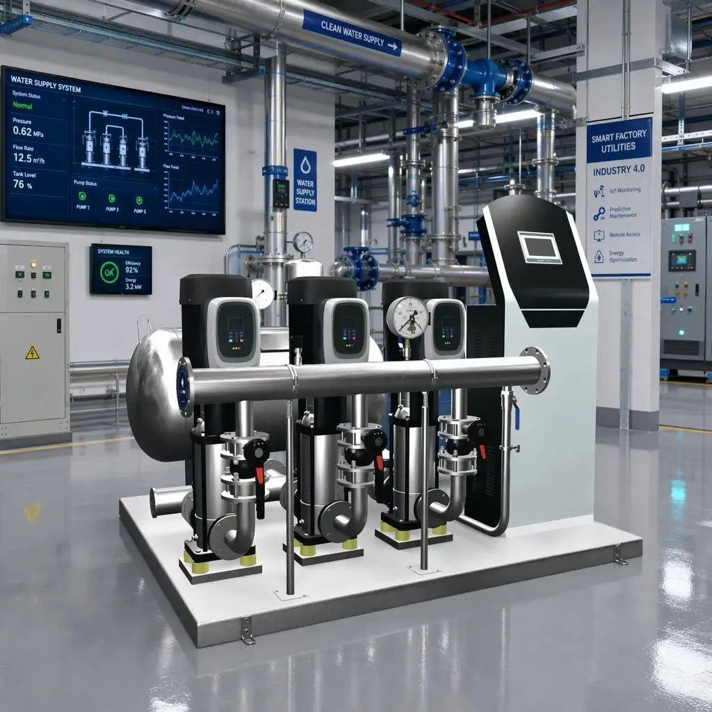 Industrial VFD Constant Pressure Booster System 50-1200m³/h For Factory Process Water Cooling Tower