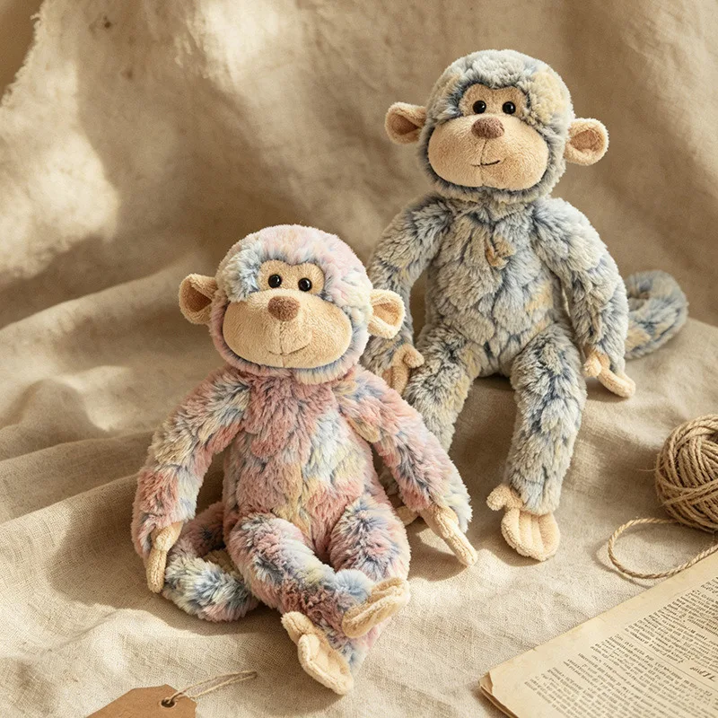 40cm New Creative Tie-Dye Monkey Plush Doll Cartoon Monkey Plush Toy Stuffed Animal Childhood Toys Boy Girl Halloween Xmas Gift