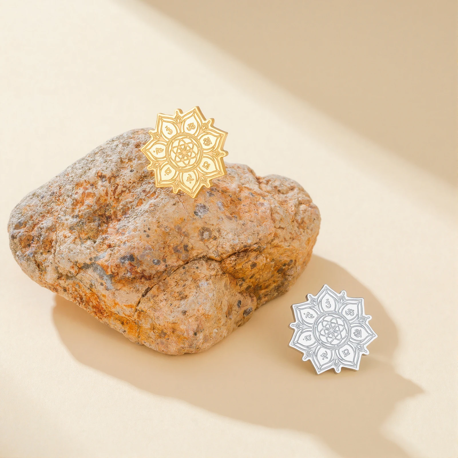 LIKGREAT Broche Fleur de Vie Géométrie Sacrée 7 Chakras Équilibre Énergétique Méditation Bijou Épingle Yoga Guérison Spirituelle Épingle de Revers