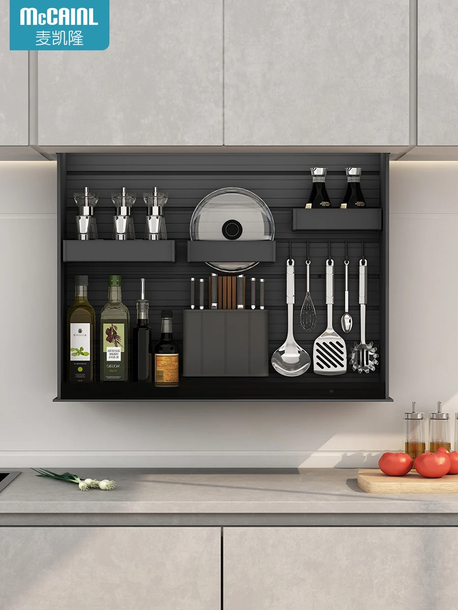 YY Kitchen Wall Cupboard Lifting Pull-out Basket Drop-down Top Cabinet Pull-out Basket Electric Lifting Pull-out Basket