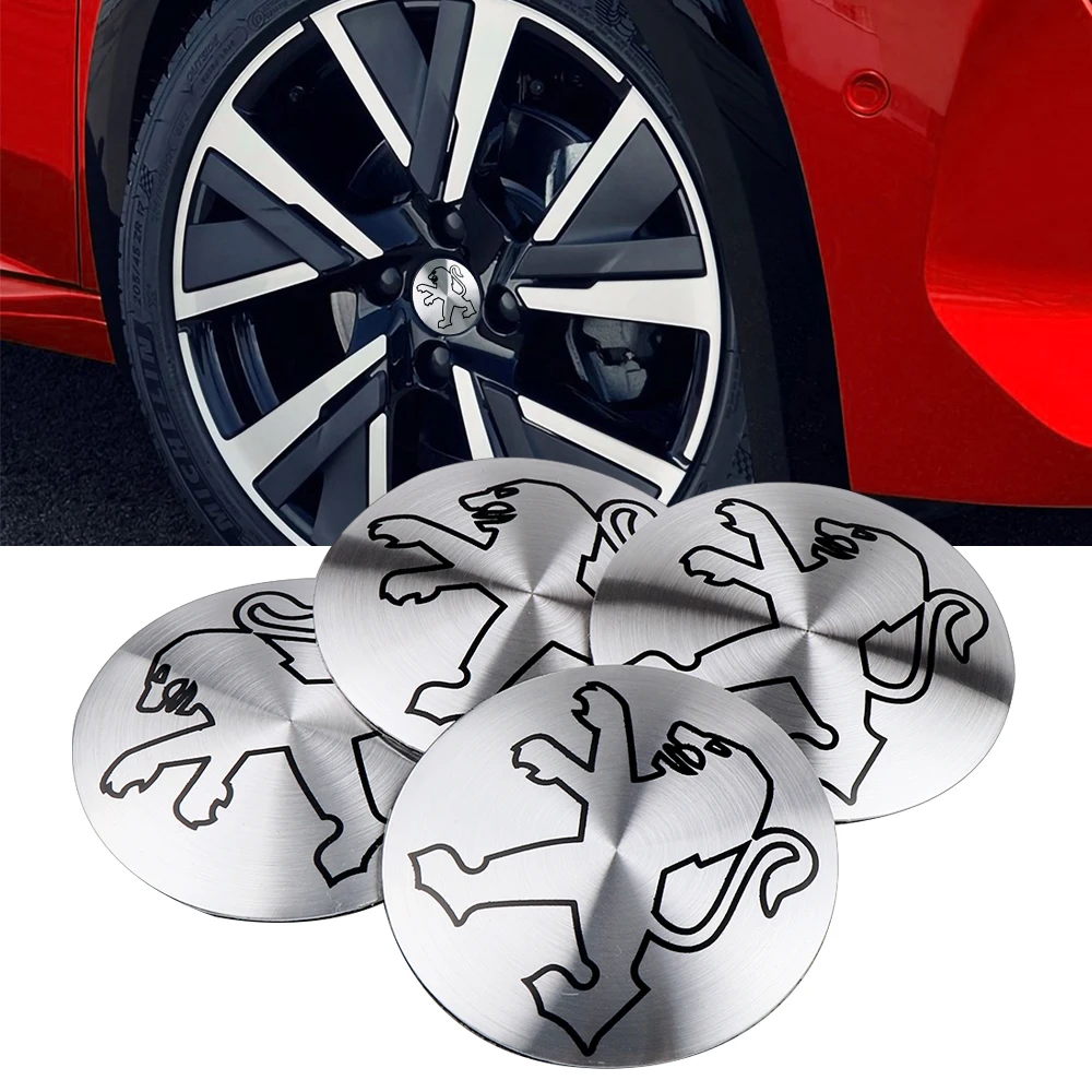 56/60mm Car Wheel Hub Center Caps Cover Emblem Badge Sticker Decor For Peugeot 208 2012~2018 308 2014~2021 2008 3008 107 106 406