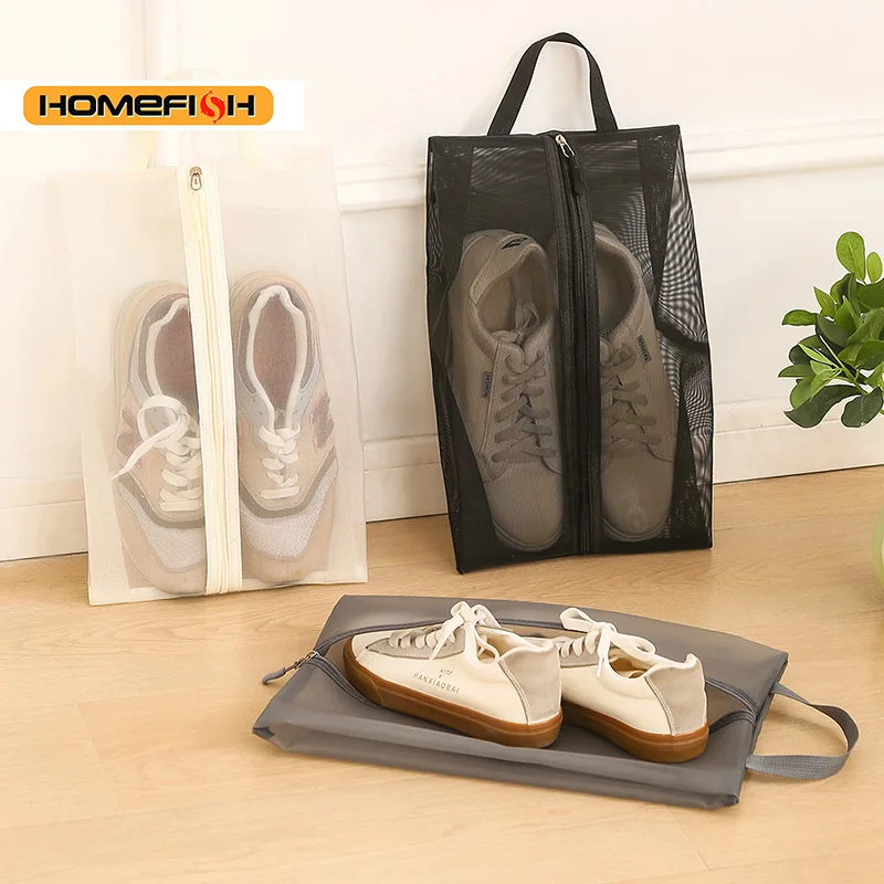 HOMEFISH Nylon-Reiseschuhtasche mit Reißverschluss, atmungsaktiver Schuhaufbewahrungsbeutel, multifunktionaler Make-up- und Wäsche-Organizer für Männer und Frauen – Detail 4