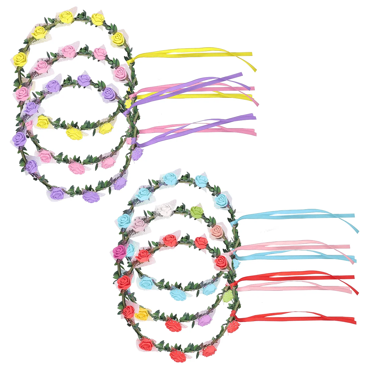 

6 Pcs Glow Garland LED Flower Headband Crown Headbands Decorate Wreath Luminous Headpiece Eva