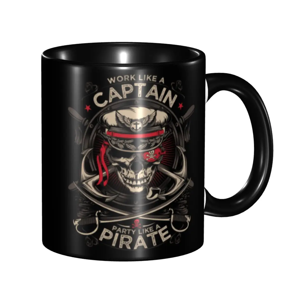 Customized Work Like A Captain Party Like A Pirate Coffee Mugs DIY Nautical Skull Sailor Ceramic Milk Tea Cup