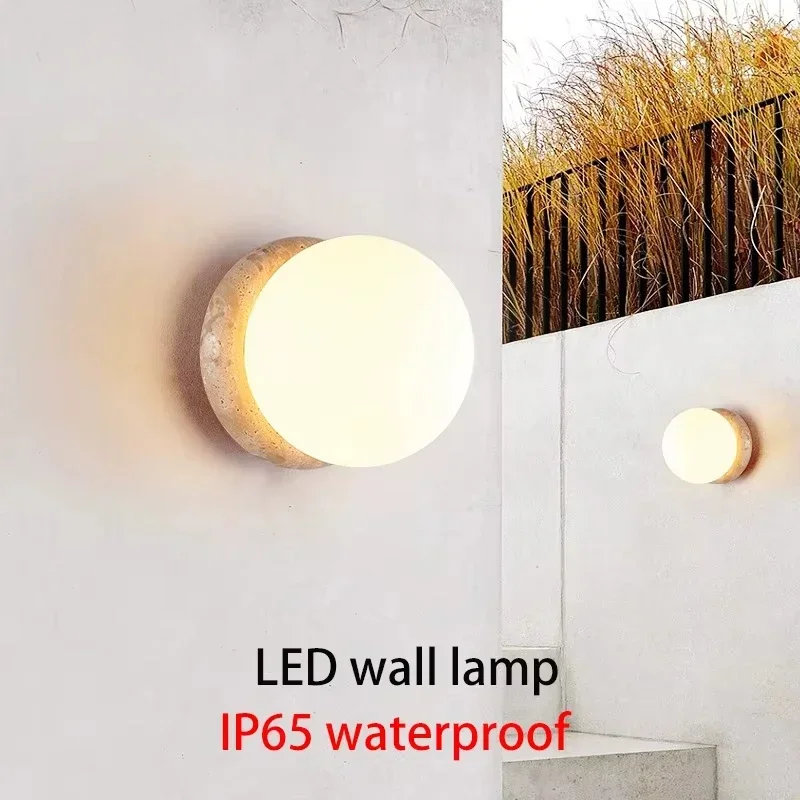 

Luma Nordic Style Wall Lamp Stone Material Sconce Light Garden Exterior Balcony Home Decor Lighting Fixture Home Light Round LED