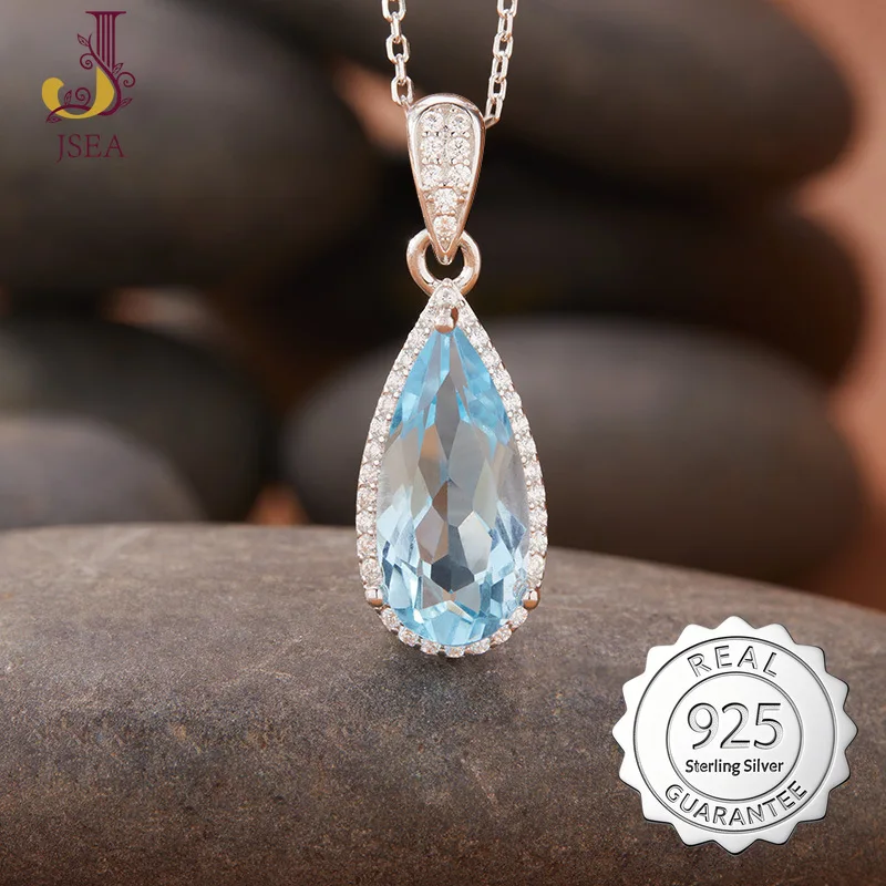 

Серебряное ожерелье S925 для женщин — натуральный топаз, красочный драгоценный камень, дизайн капель воды