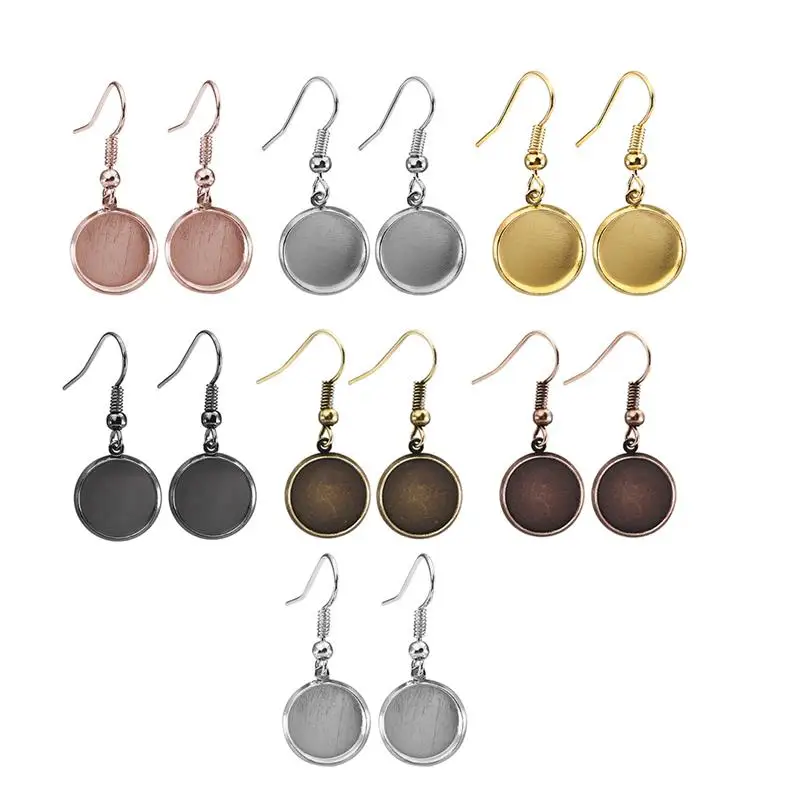 Boucles d'oreilles en métal, lot de 10 pièces, cabochon de 12mm