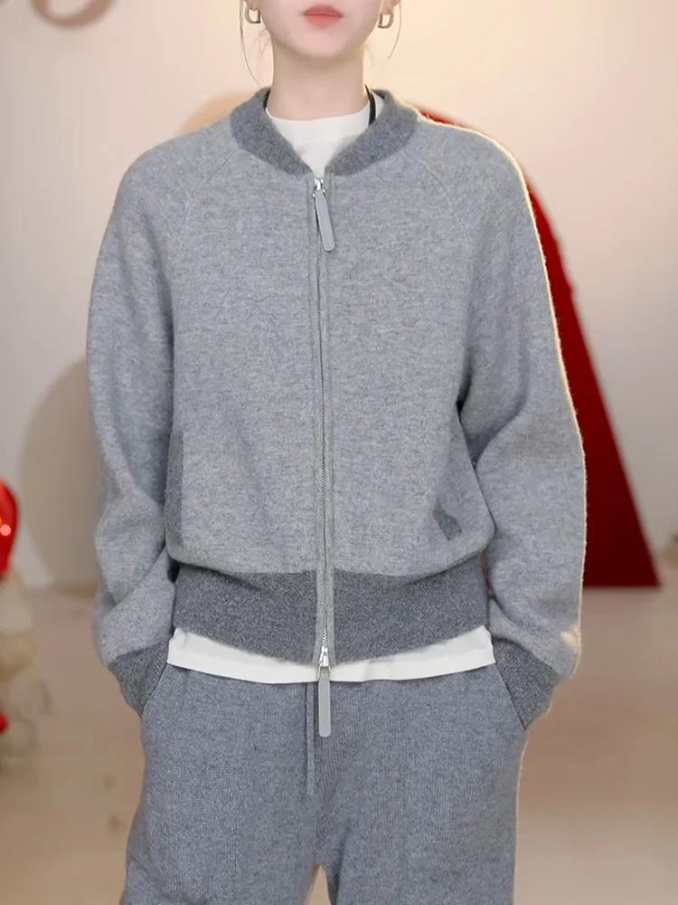 

ay Knitted Casual round Ne Sweater Large Size Autumn New Sle Spor Casual Cardigan Women's Outerwear Comfortable Loose...