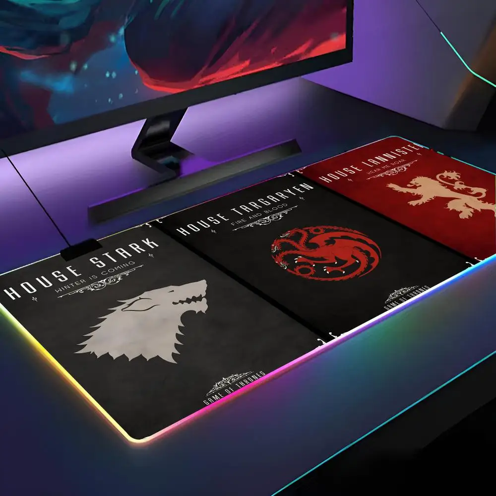 Podkładka pod mysz Gra o Tron Podświetlana RGB Podkładka pod mysz do laptopa Podkładka pod mysz dla graczy Akcesoria do komputera i biurka