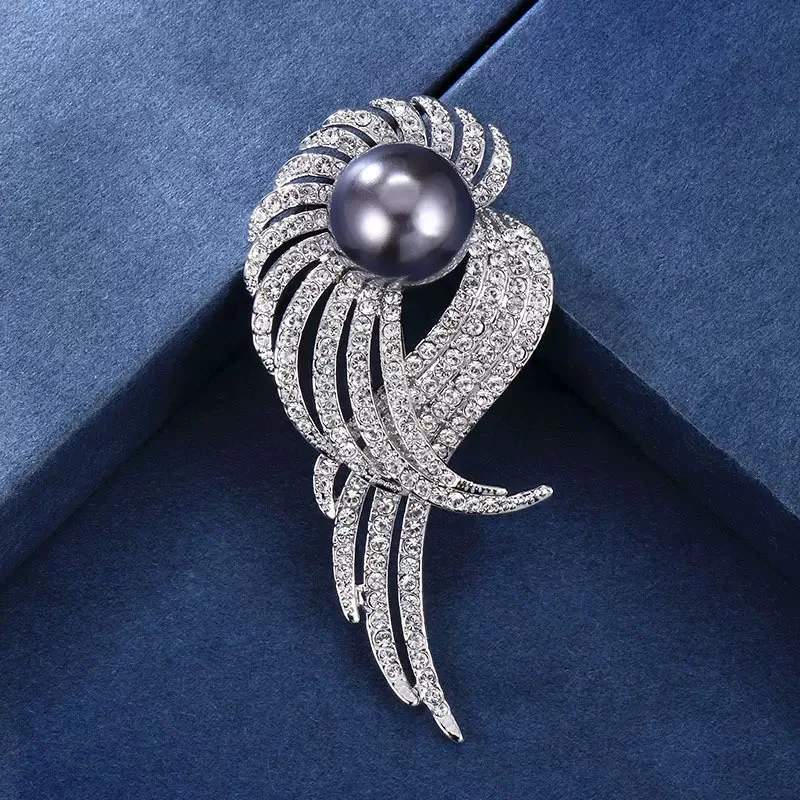 Sliver Color Crystal Pearl Brooch Collar Pins Silk Scarf Buckle For Suit Shining Women Men\'s Party Brooches Jewelry