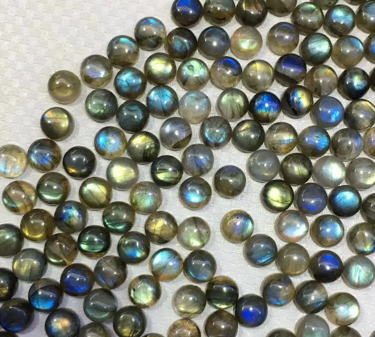 Wholesale 4pcs Natural Blue Flash Labradorite Bead Cabochons 8mm10MM 12mm Round Shape,Gem Stone Cabochon Bead for jewelry making