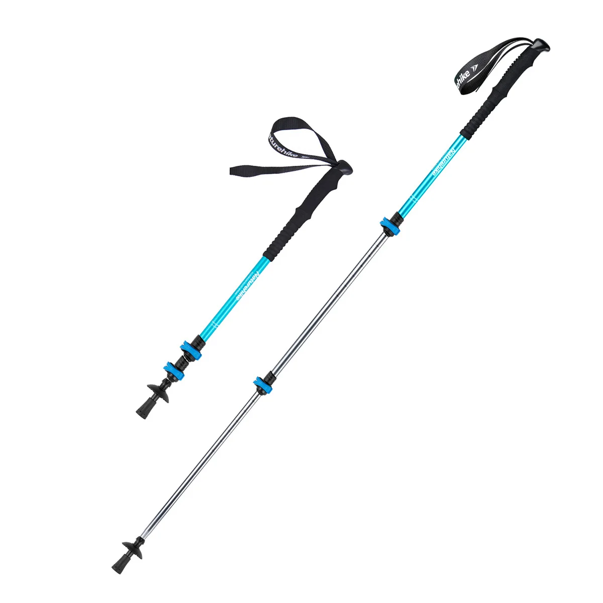 Outdoor 6061 Aluminum Alloy 3 Section Adjusts Alpenstock Iron Tip Walking Sticks Family Trekking Pole For Man Woman Children