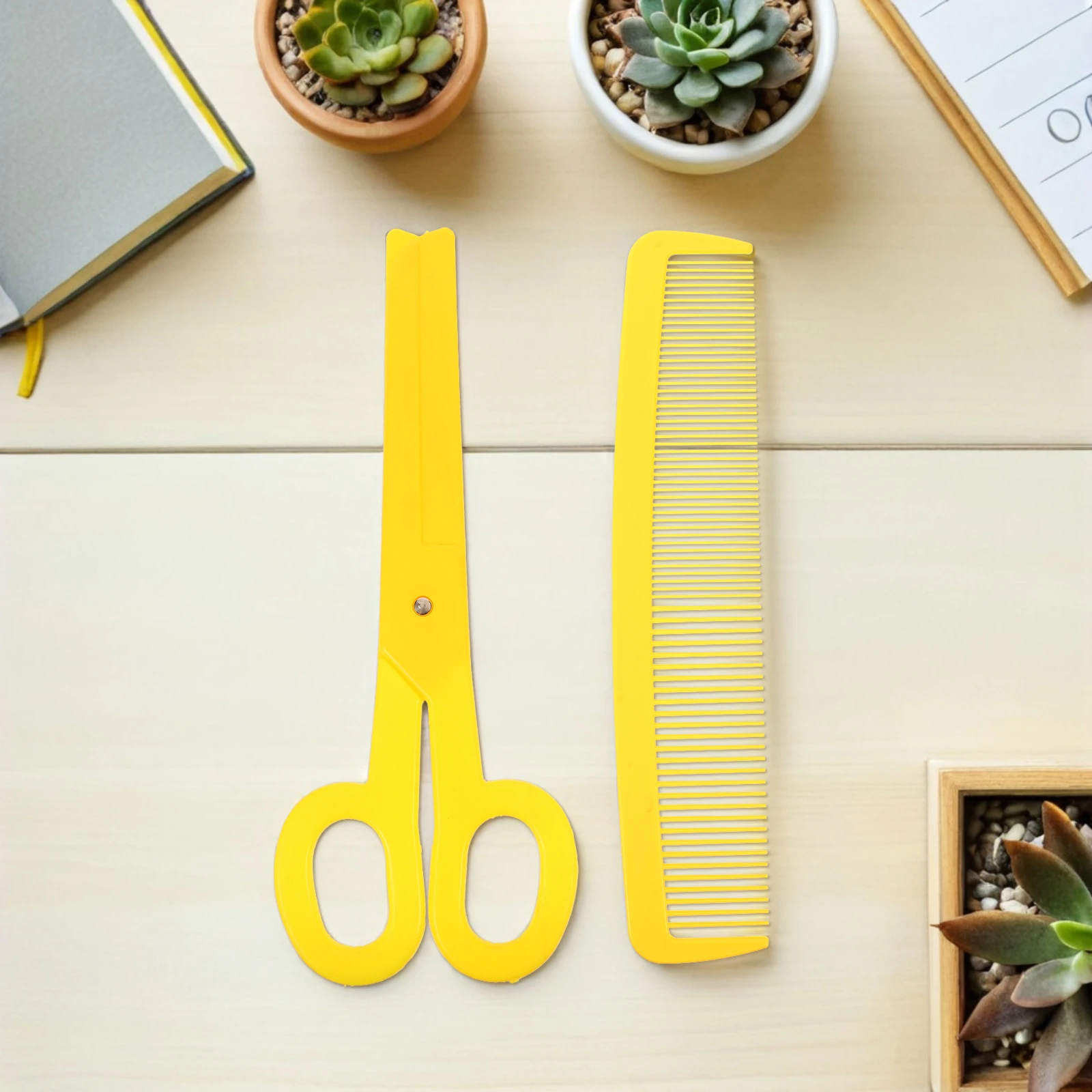 2 قطعة مشط مهرج جامبو مقص الأصفر البلاستيك العملاق الدعائم لجميع القديسين السيرك زي حفلة كرنفال الأداء المرحلة المتضخم