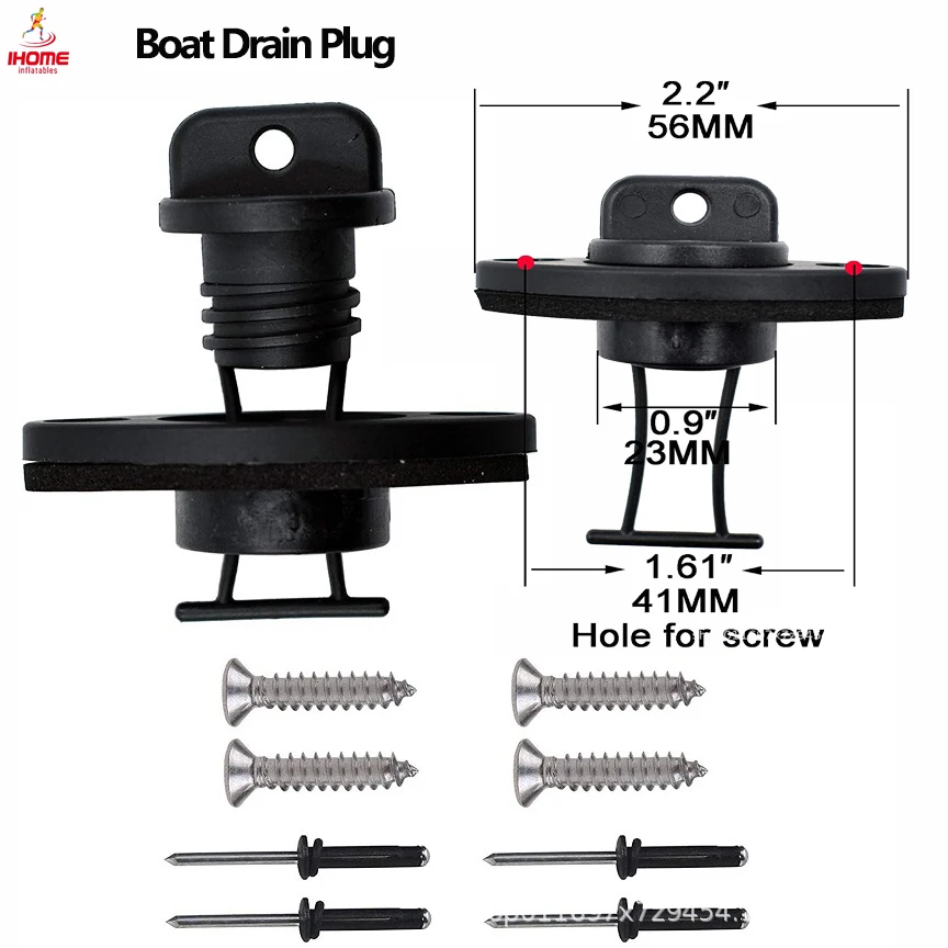 

Дренажный клапан для Каяка, водные сливные Заглушки для каноэ в комплекте с 4 винтами и 4 заклепками, аксессуары для лодки