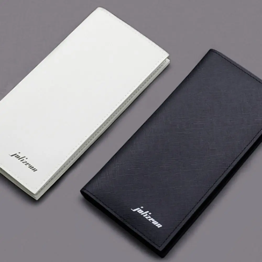 Minimalist PU Leather Men's Wallet Black White Long Style Retro Coin Purse High Capacity Slim Wallet Men Women