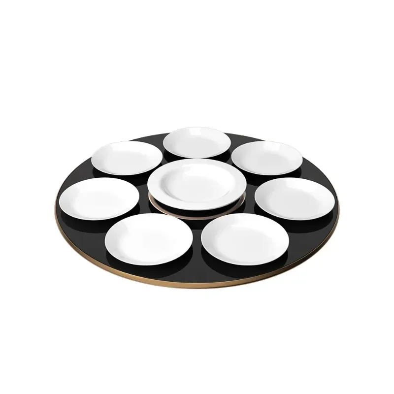Charging table turntable with double head furnace hot pot insulation integrated dining table tempered glass electric base