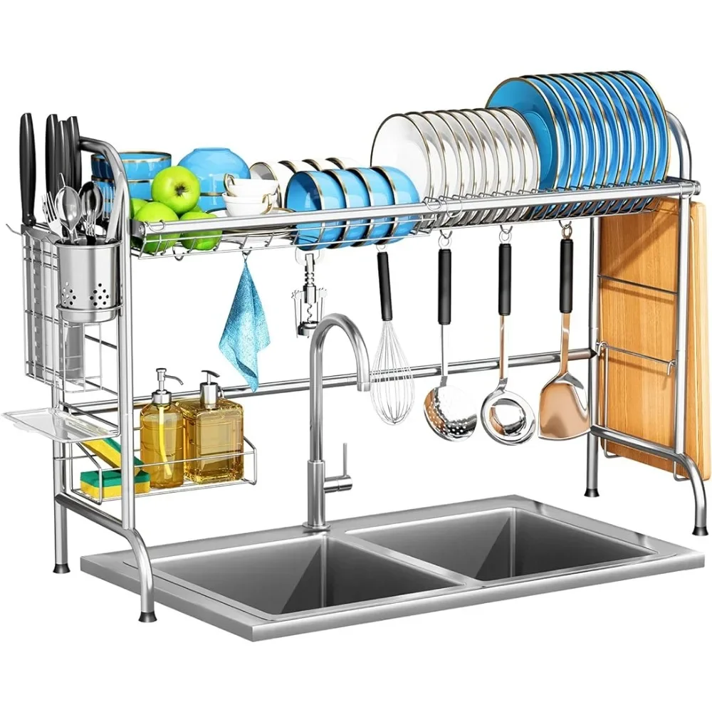 

Over The Sink Dish Drying Rack, Large Stainless Steel Dish Rack Over Sink, with Utensil Holder Dish Racks for Kitchen Counter