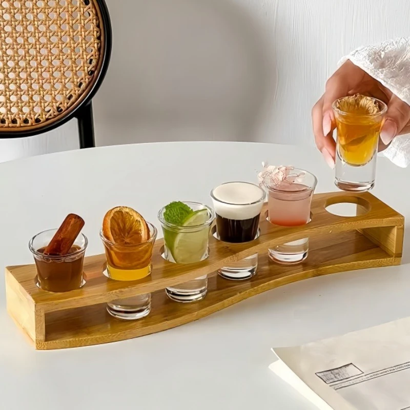 Schnapsgläser, 6-teiliges Schnapsglas-Set, 1 Unze/30 ml, Schnapsglashalter, schwere Basis für Whisky, Tequila, 6 Schnapsglas-Serviertablett (6 Stück)