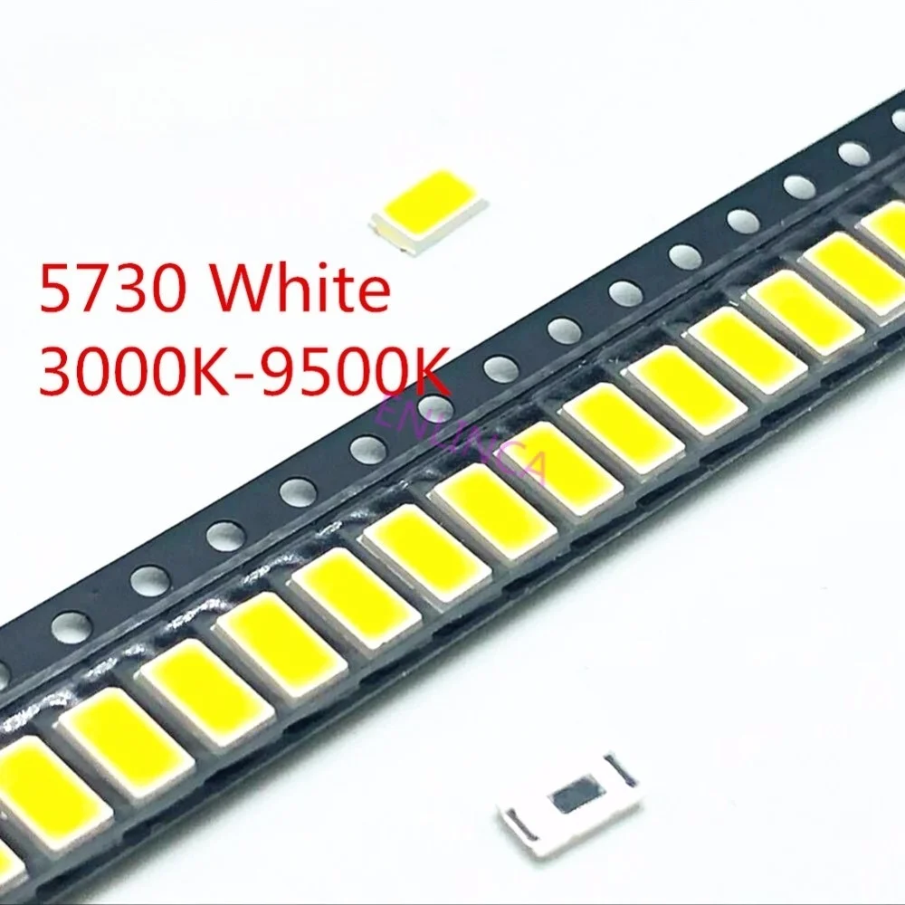 SAMIROB 100Pcs 5730-CW WW 0.5W-150Ma 50-55lm White Light 3000K 4000K 6000K 95000K SMD 5730 5630 LED 5730 diodes  3.2 - 3.4V