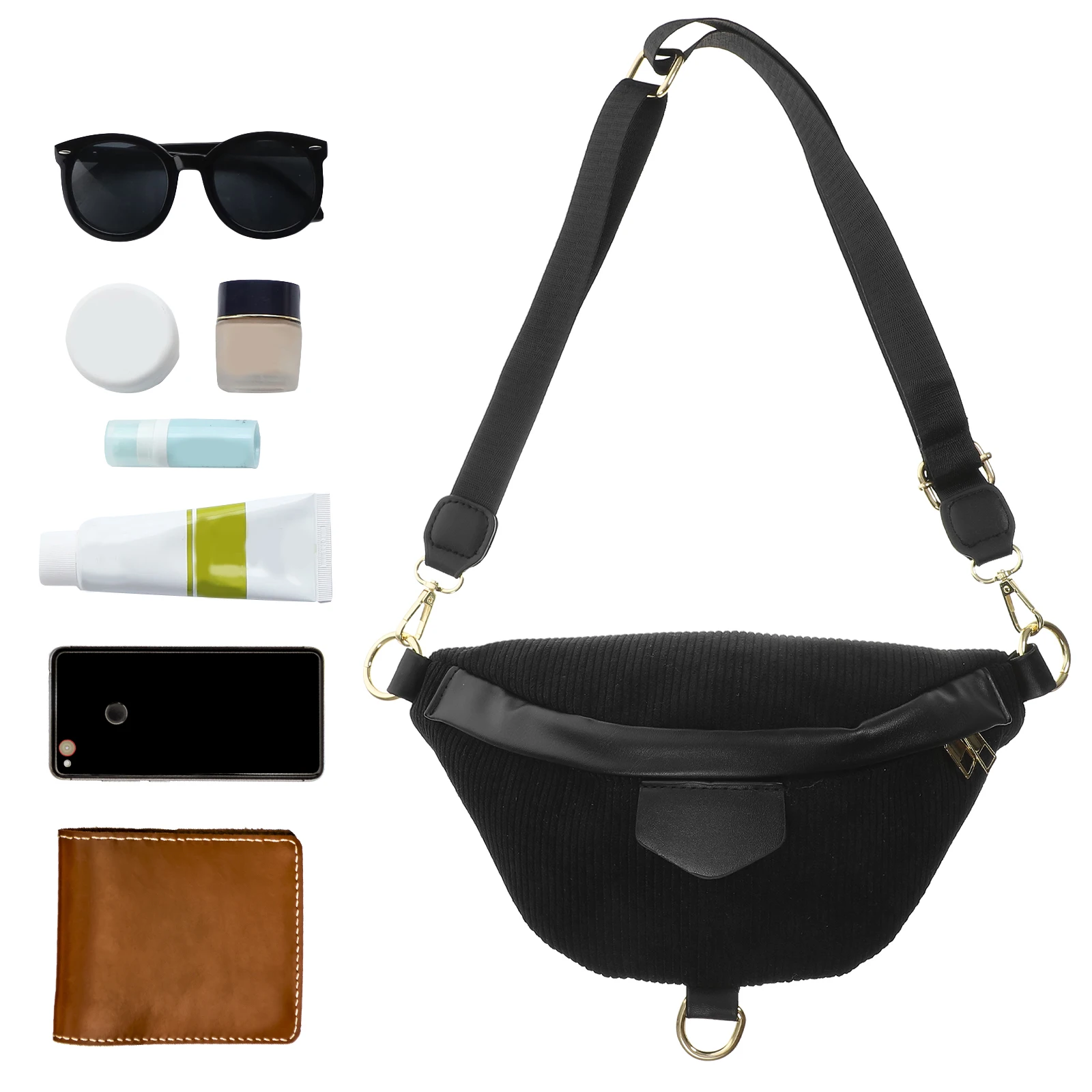 

Corduroy Chest Fanny Pack Wear Resistant Waterproof Adjustable Crossbody Bag Shoulder Travel Outdoor Man Woman Durable Zipper