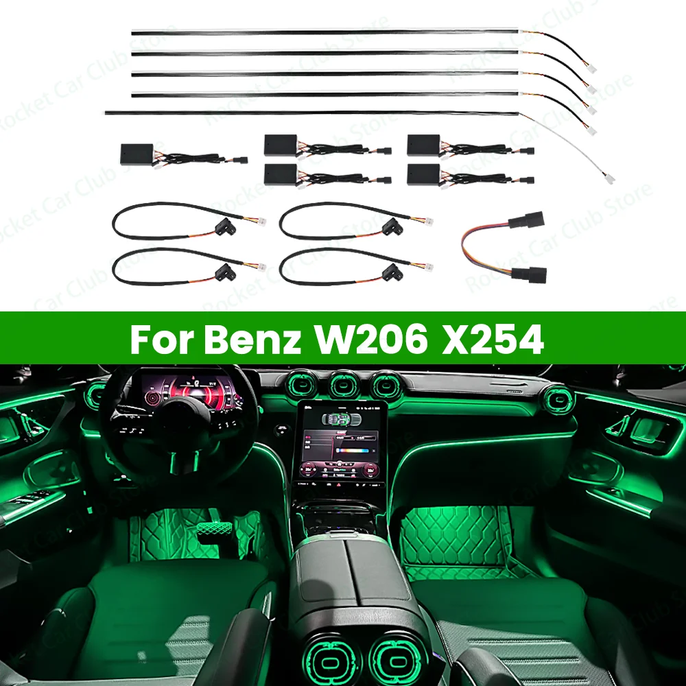 

For Mercedes Benz W206 GLC X254 C-Class LED Original 64 Color Car Active Ambient Light Interior Decorative Light Strip Refit