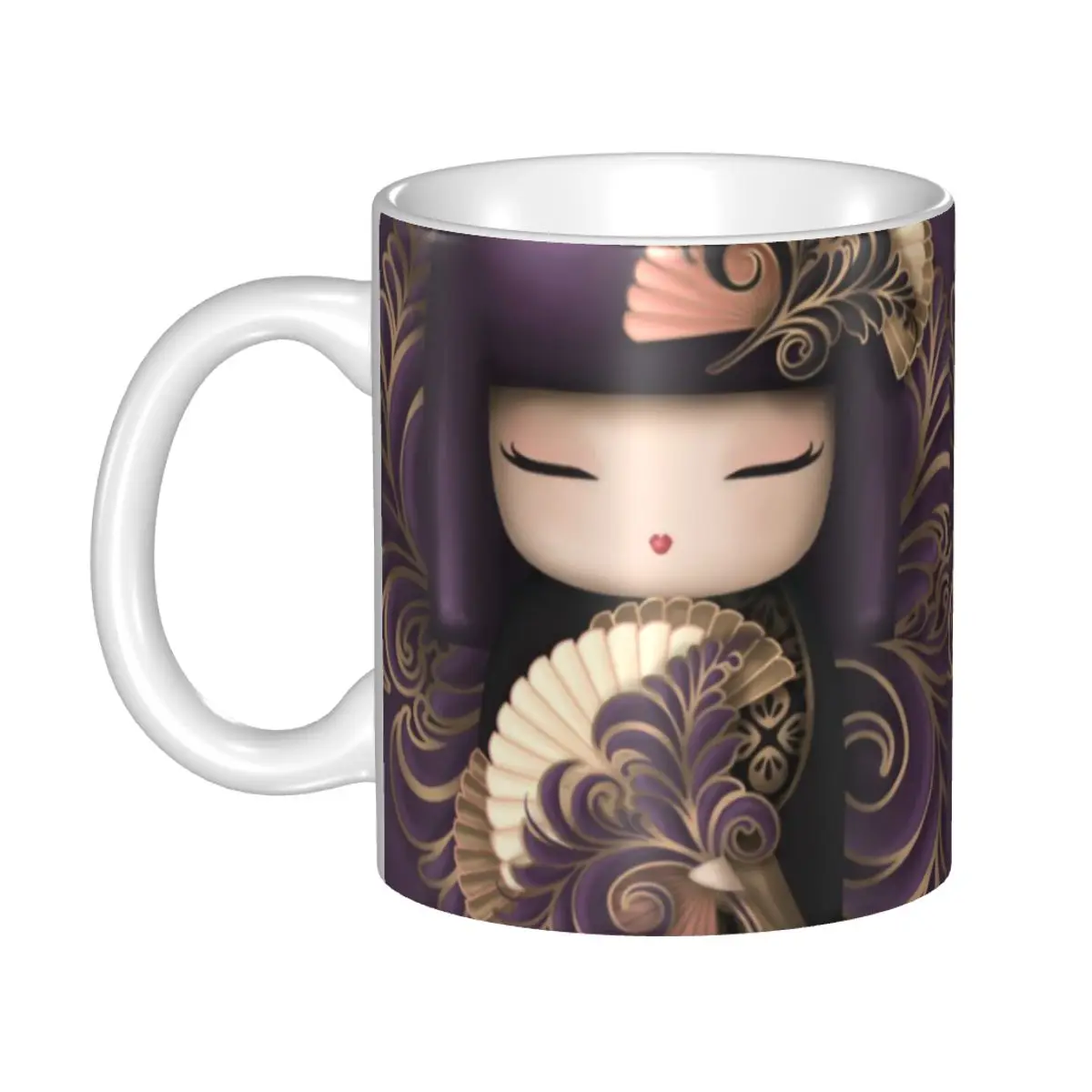 

Custom Japanese Girl Sakura Kokeshi Doll Mug Customized Coffee Ceramic Mug Creative Present