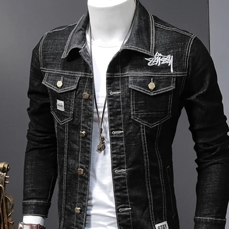 New Arrivals Men\'s Denim Jacket Loose Embroidered Brand Coat Brand Street Wear Classic Good Quality Spring Autumn Male Clothes